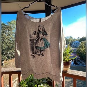Next Level Apparel-Alice WonderlandOff-Shoulder Lightweight Sweatshirt Size XL
